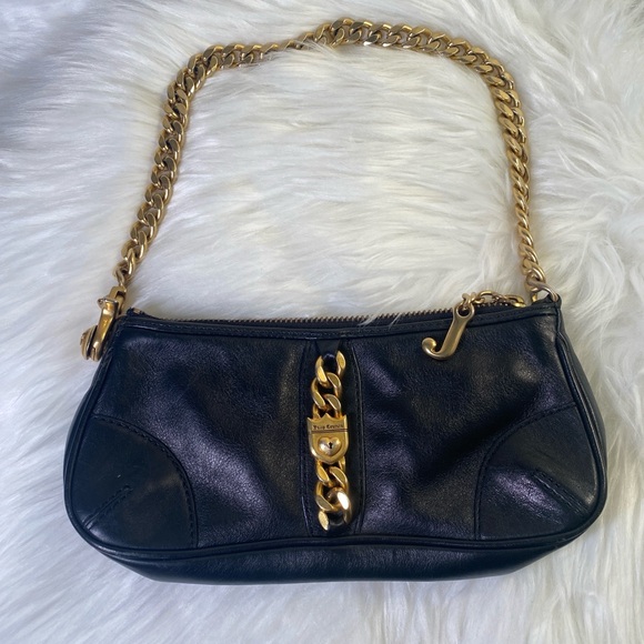 Y2K Juicy Couture Black Leather Shoulder Bag